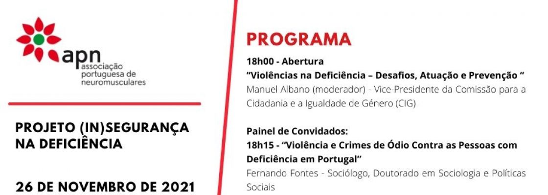 Webinar – Via Zoom “Projeto (In) Segurança na Deficiência” | 26 de novembro |...