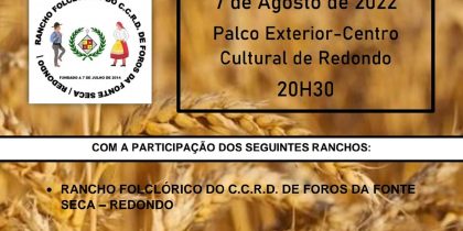 VI Festival de Folclore | 7 de agosto | 20h30 | Palco Exterior – Centro Cultural de Redondo