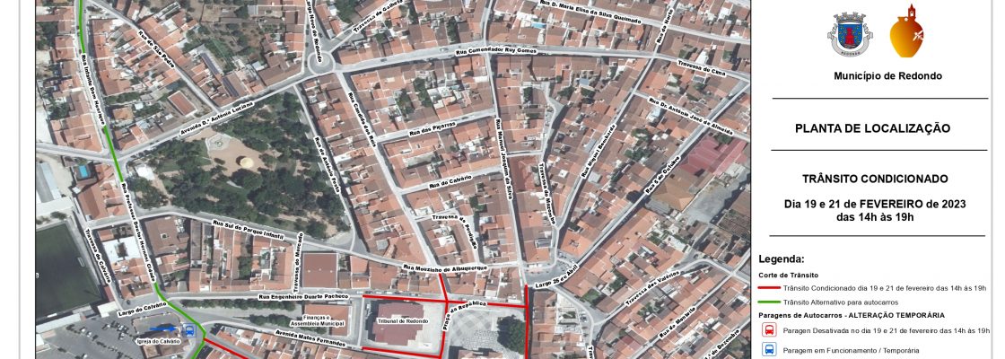 Aviso | Corte de Trânsito | 19 e 21 de fevereiro | Redondo