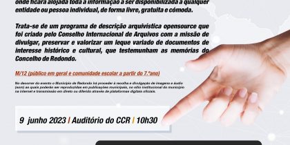 AtoM – acesso à memória do Concelho de Redondo | 09 de junho | 10h30 | Auditório do CCR