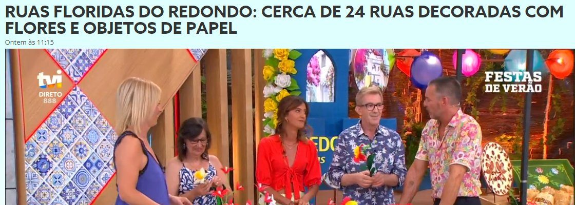Ruas Floridas de Redondo em destaque no “Dois às 10” da TVI